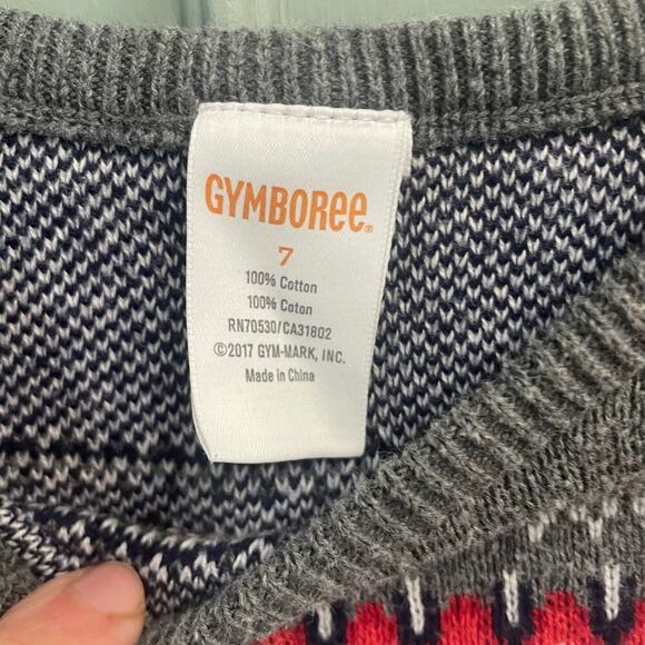 Gymboree Girls North Pole Party Sweater Dress Size 7 Snowflake Gray Red Holidays - Picture 3 of 5